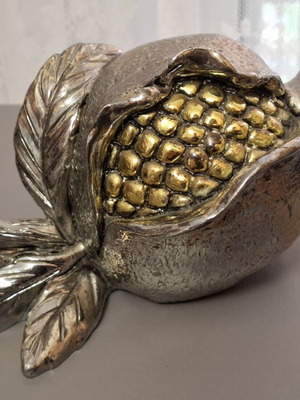 Vintage oversized Italian silver-plated pomegranate Marchetti Preziosi used