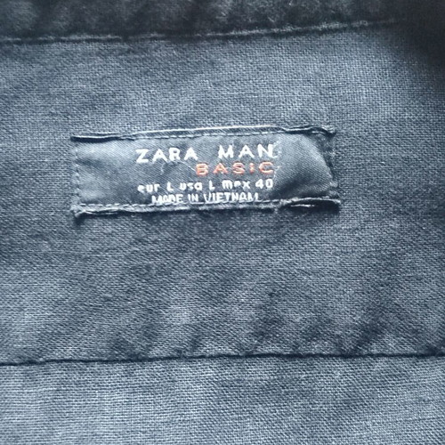 Zara Man black linen shirt, size Large