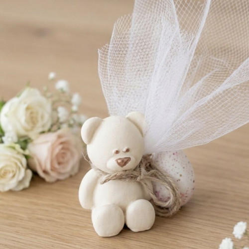 Handmade plaster teddy bear bomboniera new, customizable color