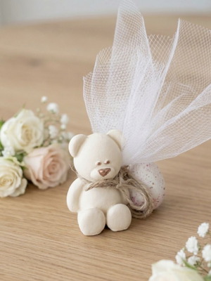 Handmade plaster teddy bear bomboniera new, customizable color