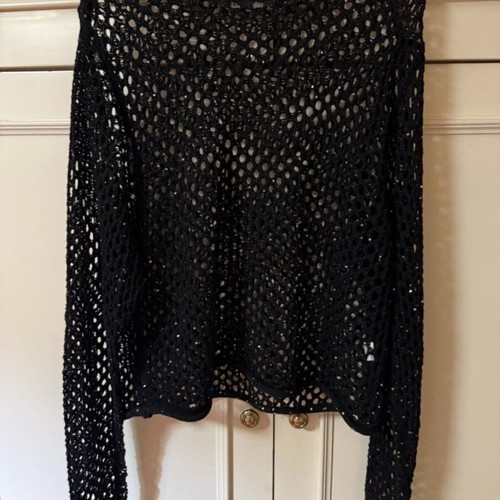 Zara black mesh blouse with small discreet sequins like new, size M