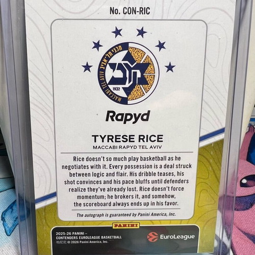 Panini Euroleague Contenders Tyrese Rice Bronze 07/49 like new