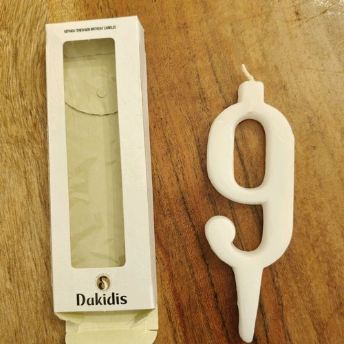 Birthday candle number 9 new white color