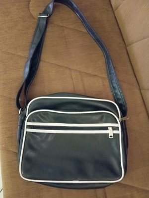 Vintage shoulder bag dark blue with white stripes like new