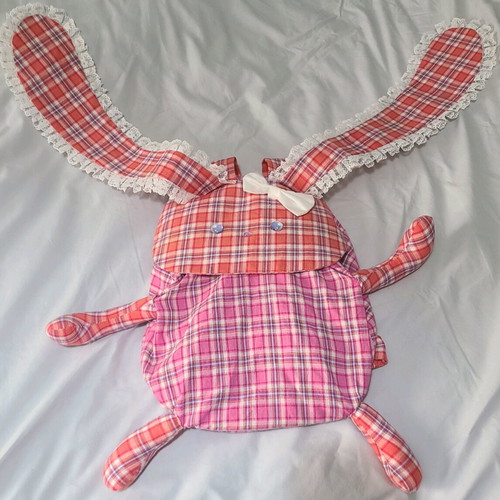 Cute Bunny Backpack like new, 32x27x14cm, cotton pink orange