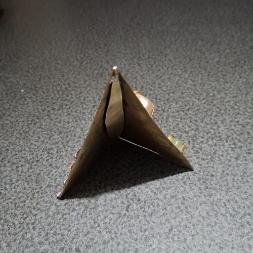Vintage brass pyramid 13cm with semi-precious stones used
