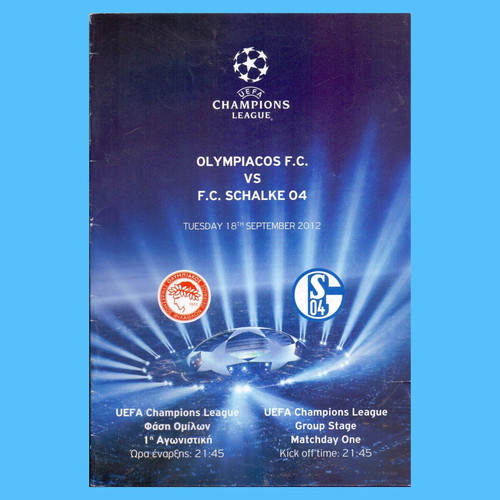 Olympiacos vs Schalke Match Program Champions League 2012-2013 like new