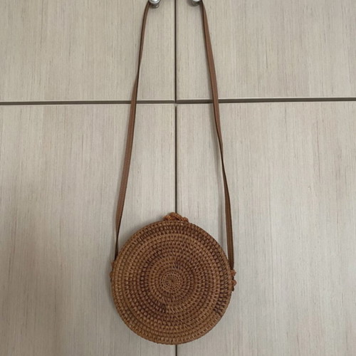 Mango straw shoulder bag like new, beige and brown