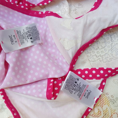 Next polka dot bikini in fuchsia and white, new, UK 14