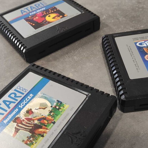 Atari 5200 game set used with Pac-Man, RealSports Soccer & Gremlins