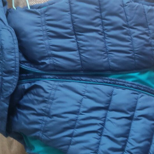 Zara sleeveless jacket blue with hood 13/14 years like new
