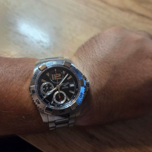 Longines HydroConquest wrist chronograph watch, grey