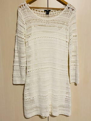 H&M Crochet Dress white, like new, midi, cotton