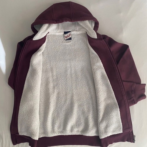 Russell Athletic kids hoodie sweatshirt used, burgundy with zipper