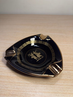 Ceramic ashtray used, handmade with 24k gold details