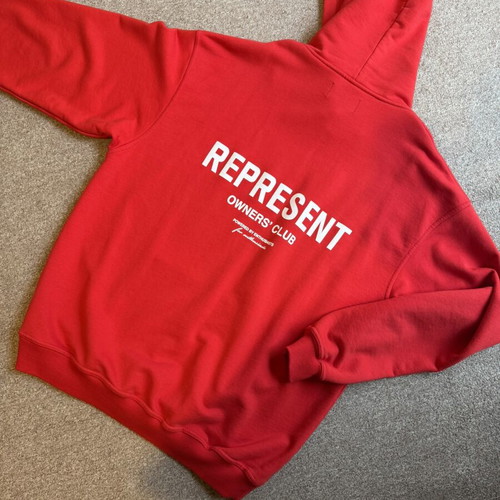 Represent red hoodie like new, size L