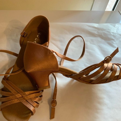 Women's Latin dance shoes like new, size 37 brown and gold