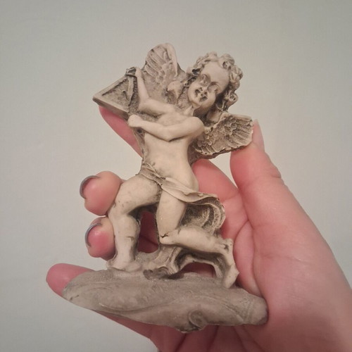 Vintage cherub figurine used, resin decoration