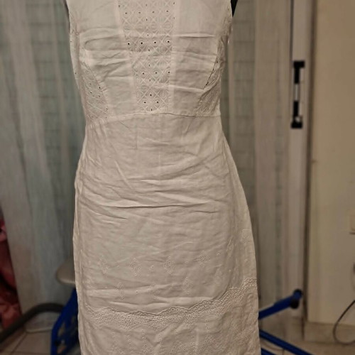 Per Una white linen midi dress like new, UK size 12