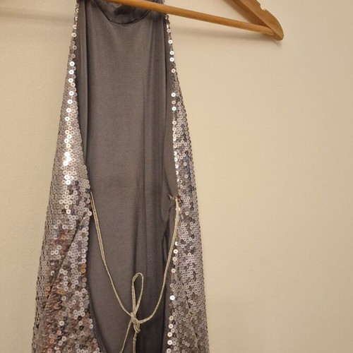Midi dress backless with sequins silver size XS like new