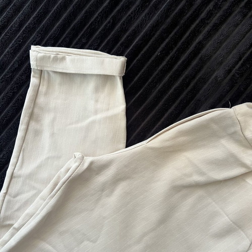 Striped vest and pants set like new, white and beige