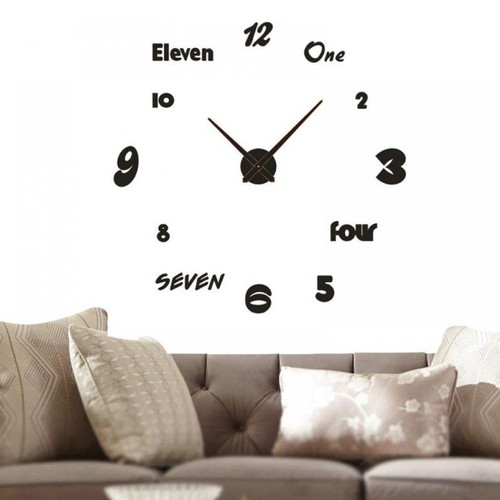 Plastic 3D DIY Wall Clock Sticker Glossy With Numbers Large