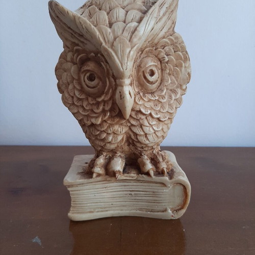Marble Owl used decorative figurine 17 cm height