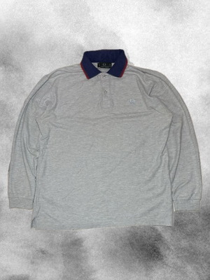Fred Perry Grey Polo Shirt with Navy Collar used, size L