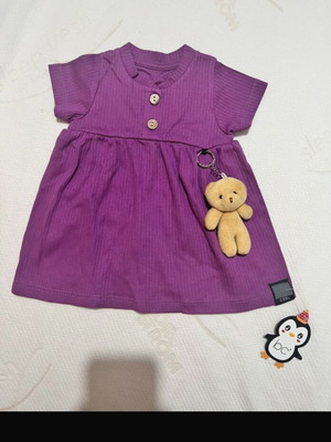 Baby dress with teddy bear keychain for 12 months new