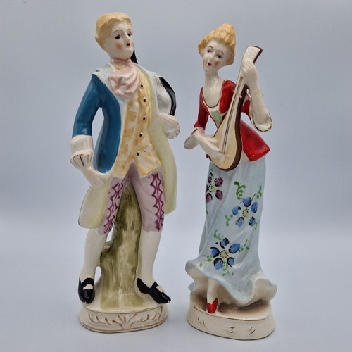 Vintage porcelain figurines couple Rococo handpainted, used
