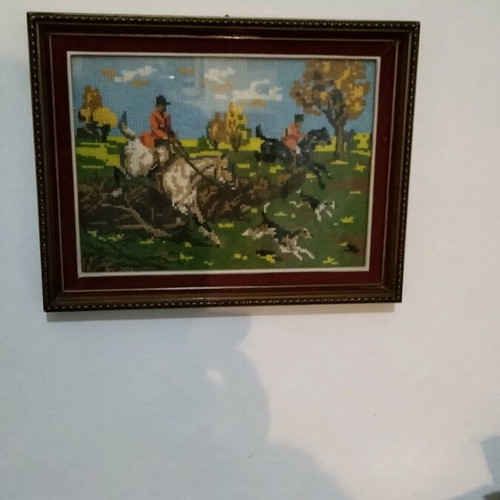 Cross-stitch embroidered painting like new, size 26x34