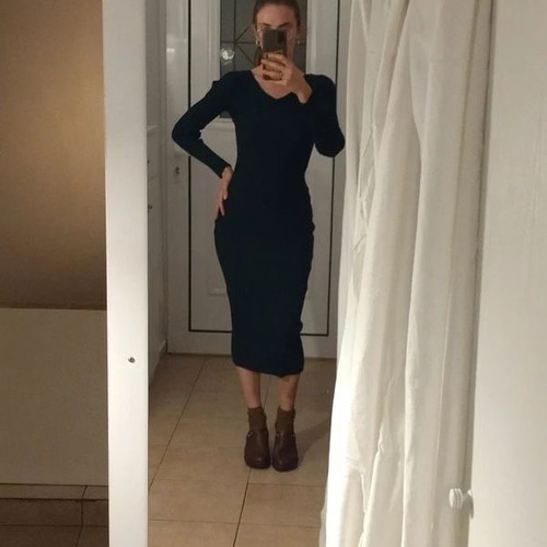Fitted rib midi dress cypress like new