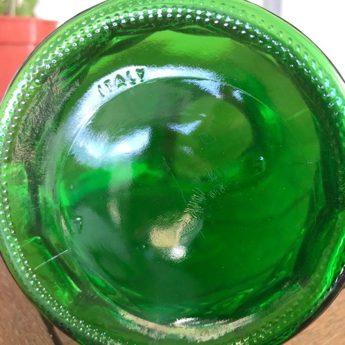 Vintage Italian emerald green glass jug used