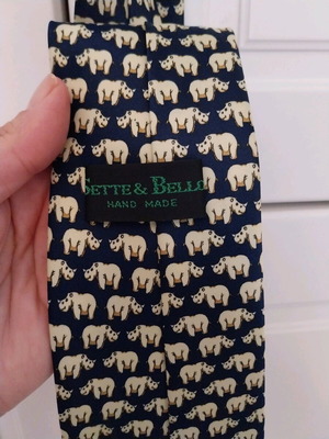 Sette & Bello handmade silk tie like new, beige and blue