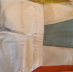 Topshop low waist tight pink denim trousers with coral stripe like new