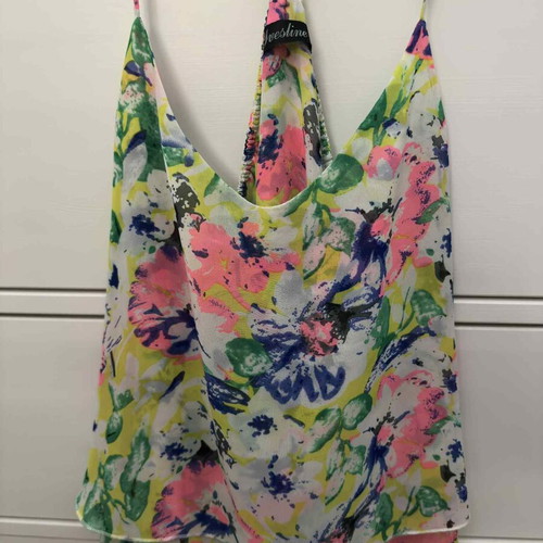 Bazaar women's crop top strap Small like new, white multicolor