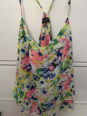 Bazaar women's crop top strap Small like new, white multicolor