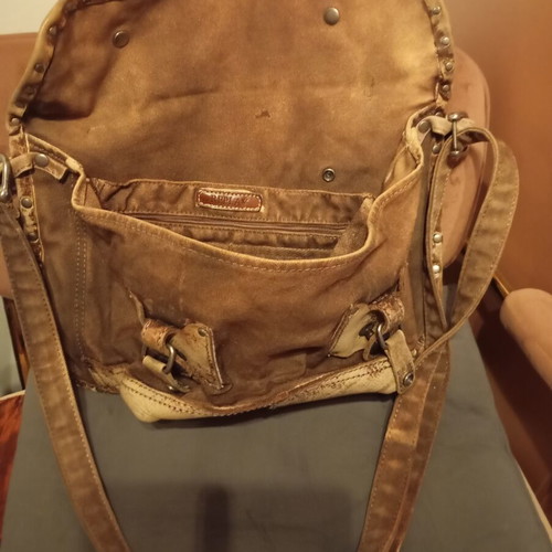 Reeplay women's crossbody bag like new, leather and thick fabric, brown