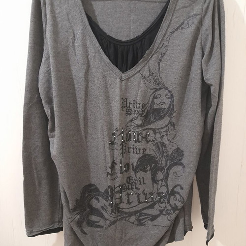 Autumn blouse with integrated mako, like new, size L, black and grey