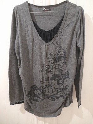 Autumn blouse with integrated mako, like new, size L, black and grey