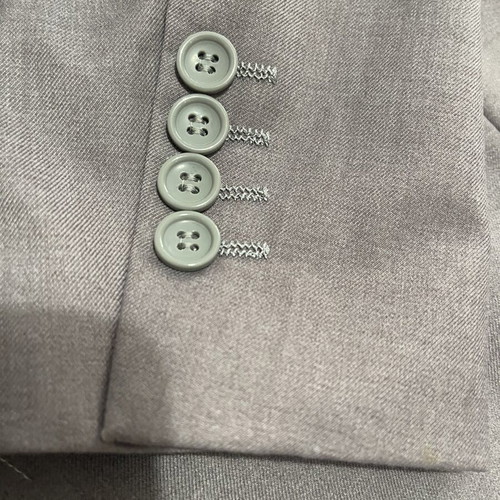 Light Grey Tuxedo Suit Set with Black Satin Shawl Collar, Size L