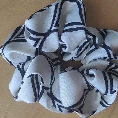Handmade satin scrunchies XL pack of 2, black and white