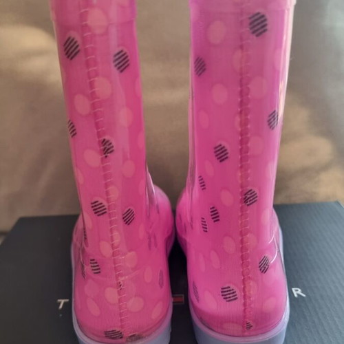 Minnie Mouse Kids Rain Boots Size 28 Like New Pink and Purple