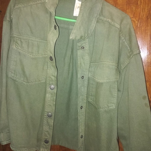 Khaki Overshirt Jacket Pink Woman new with metal studs