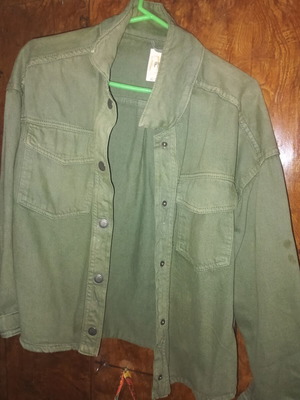 Khaki Overshirt Jacket Pink Woman new with metal studs