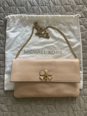 Michael Kors Everly Medium Fold-Over Clutch like new, nude color