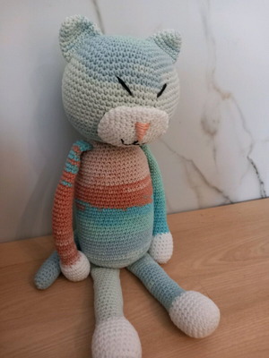Handmade knitted Murakami cat doll new