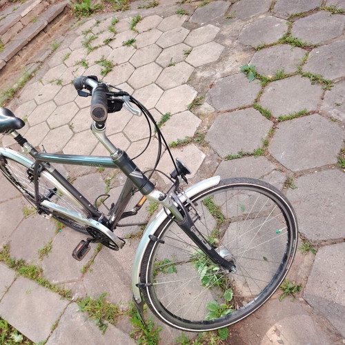 Ecorider 28" city bicycle, silver, Shimano gears, front suspension