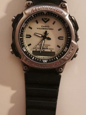 Casio Illuminator AD-300 1995 analog digital watch used, white