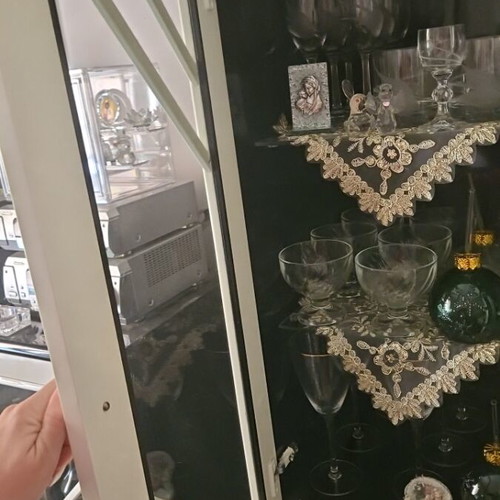 Cabinet with glass doors and shelves like new
